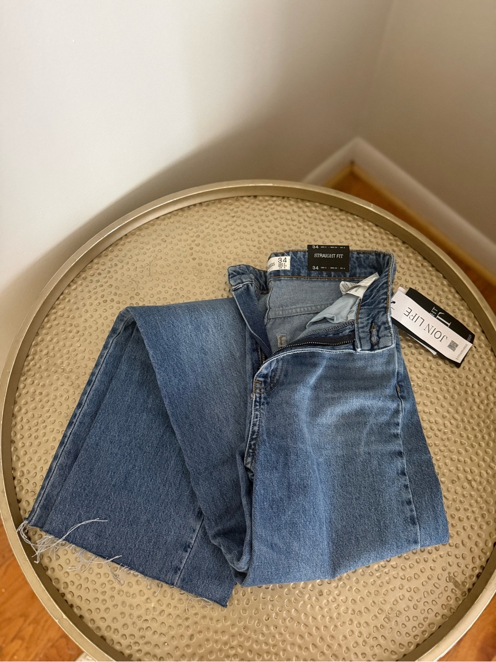 stradivarius Straight Leg Mid Blue Jeans